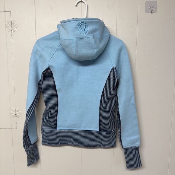 Lululemon Scuba Hoodie Striped Trim Shhh I’m Meditating Full Zip Up Women 6 GUC - Picture 11 of 12